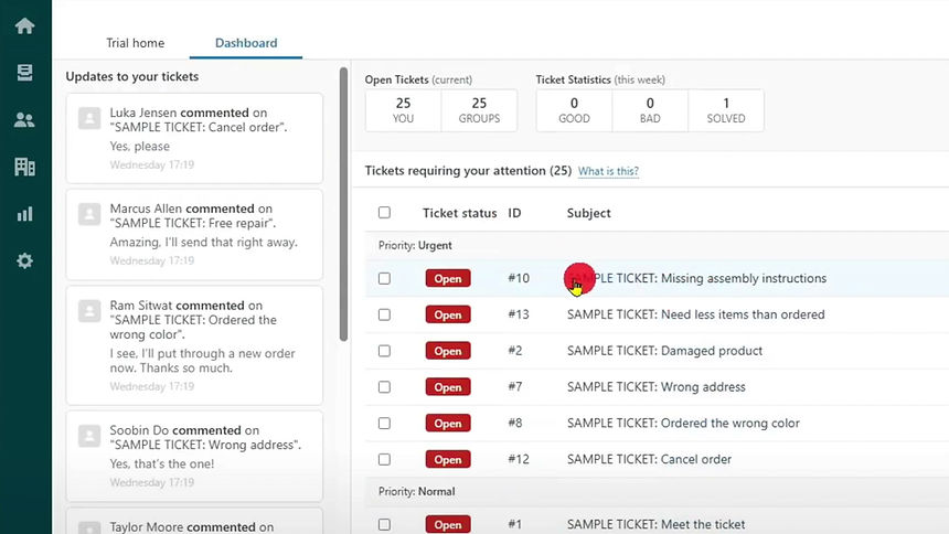 Zendesk assignment interface
