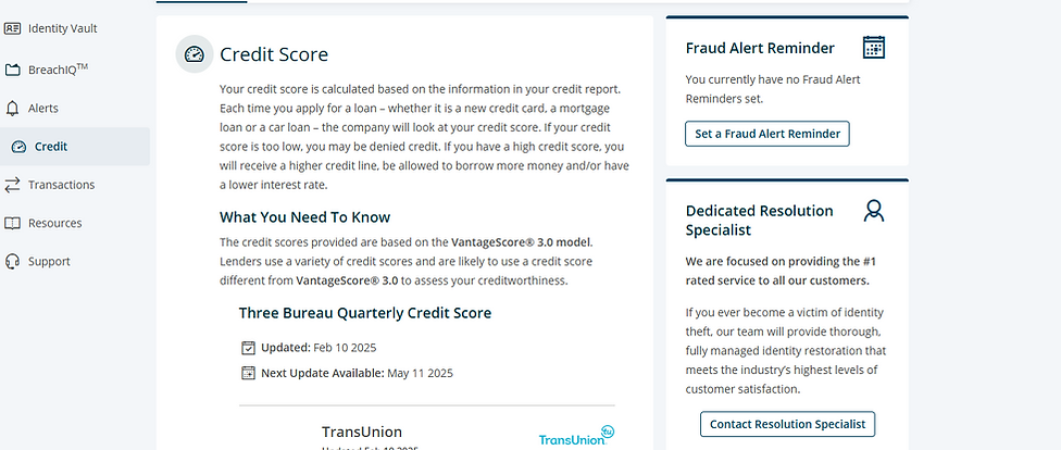 IdentityForce interface
