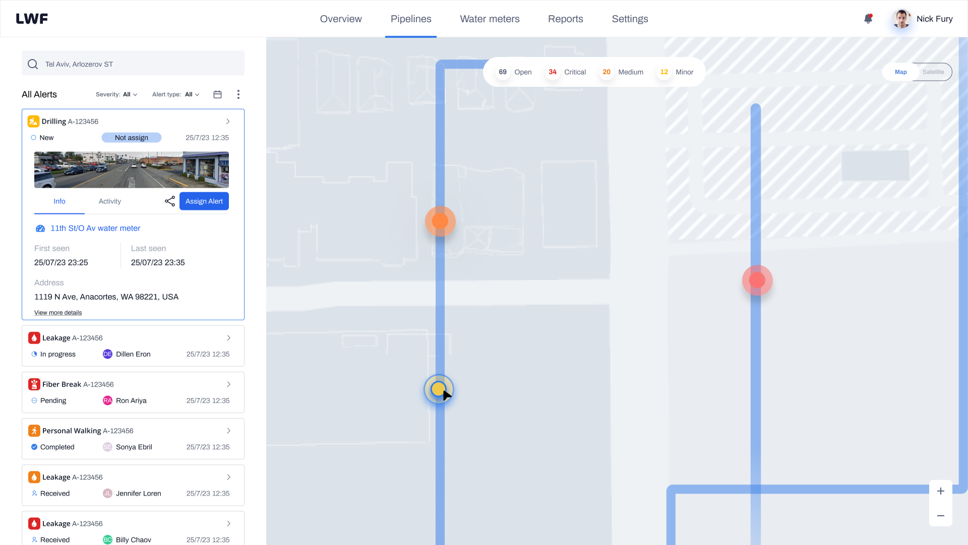 Alert detail panel with Assign Alert CTA