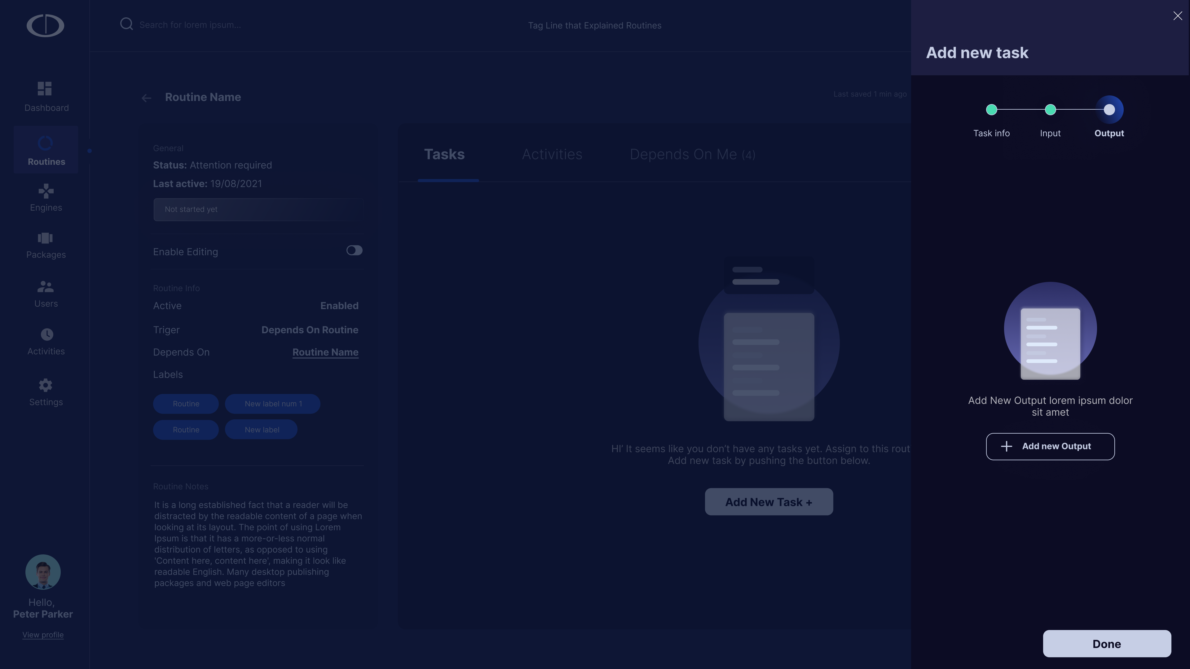 Add task — Step 3: Output mapping