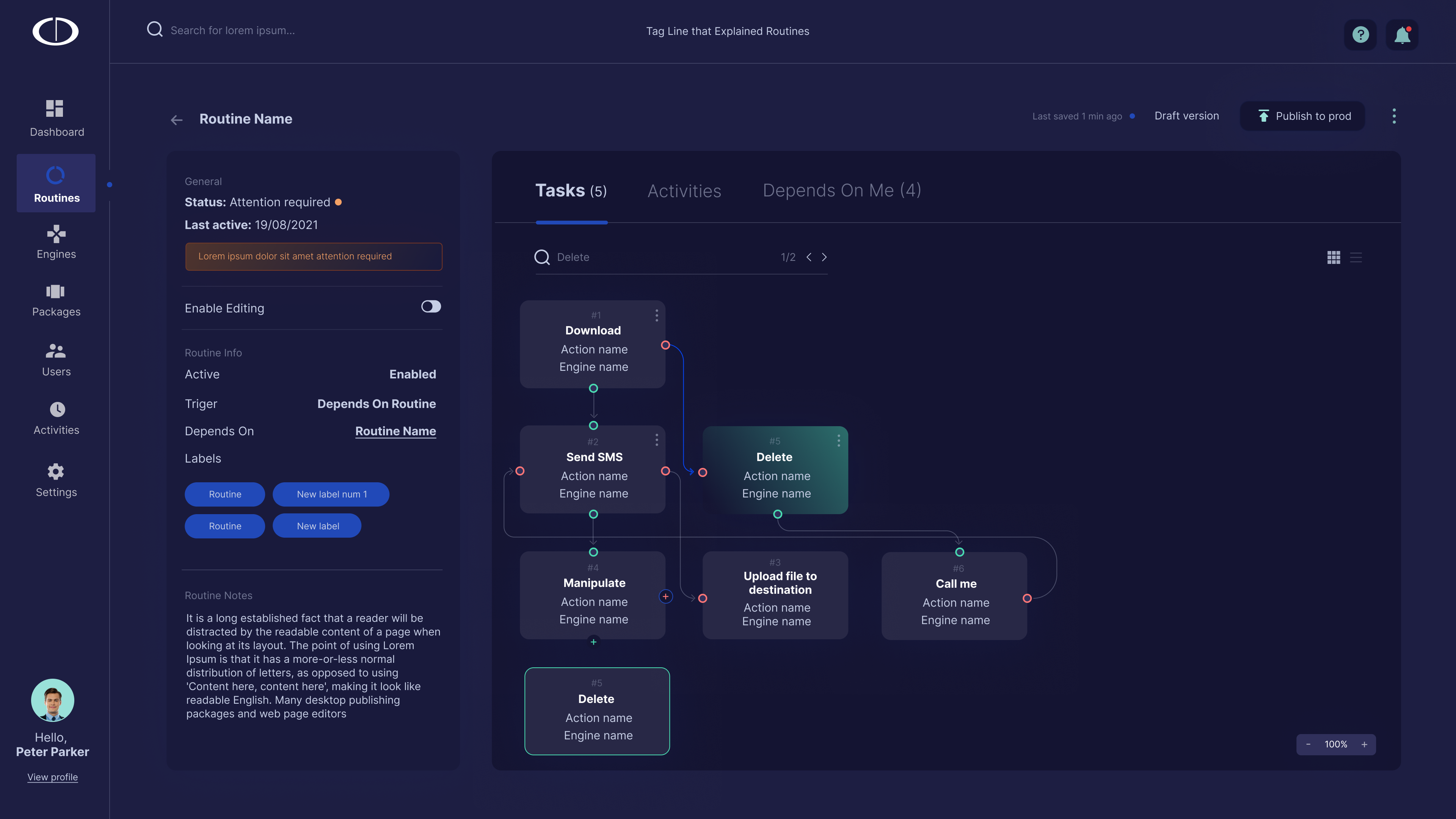 Visual workflow builder canvas