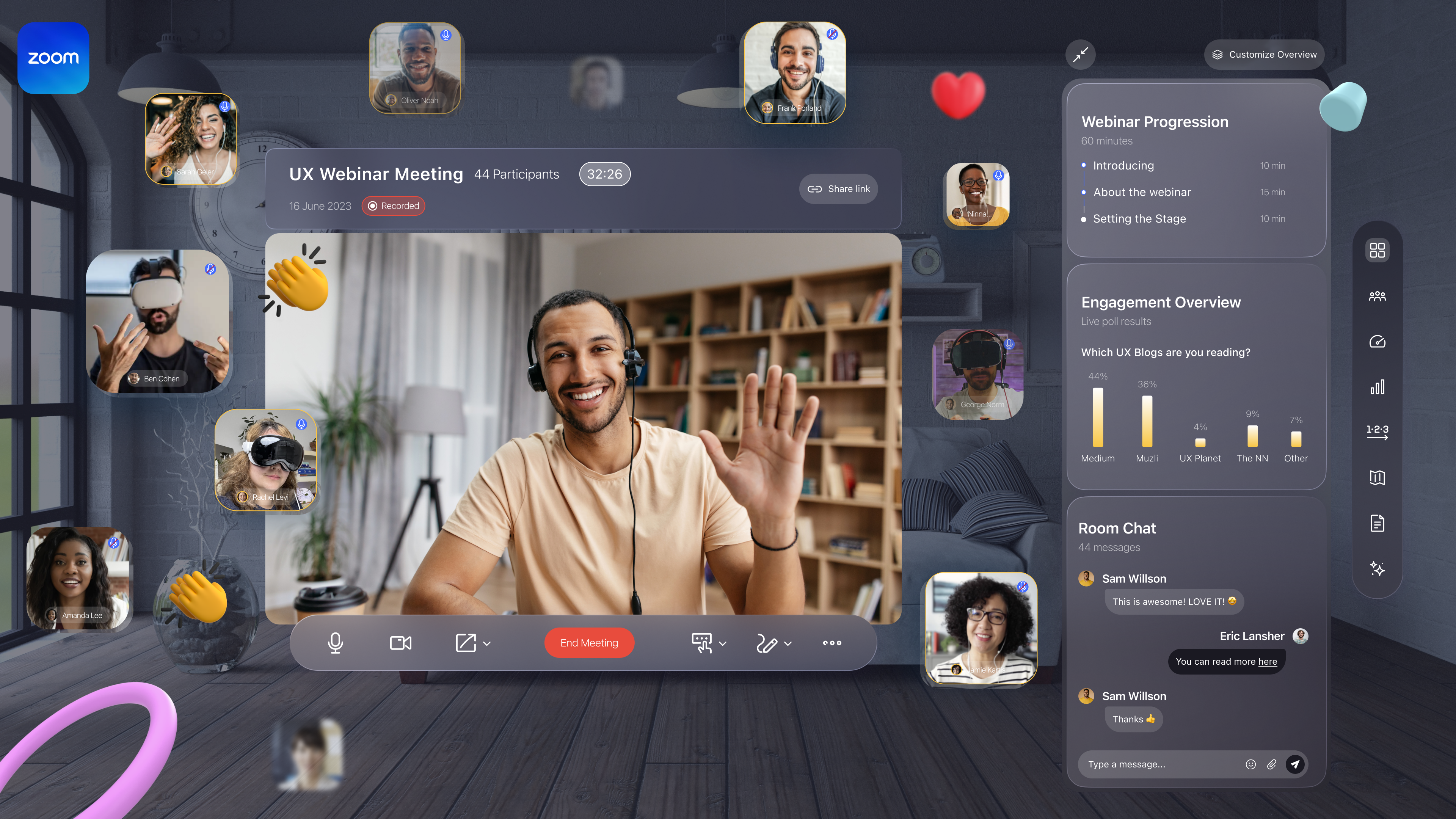 Webinar platform screen 1